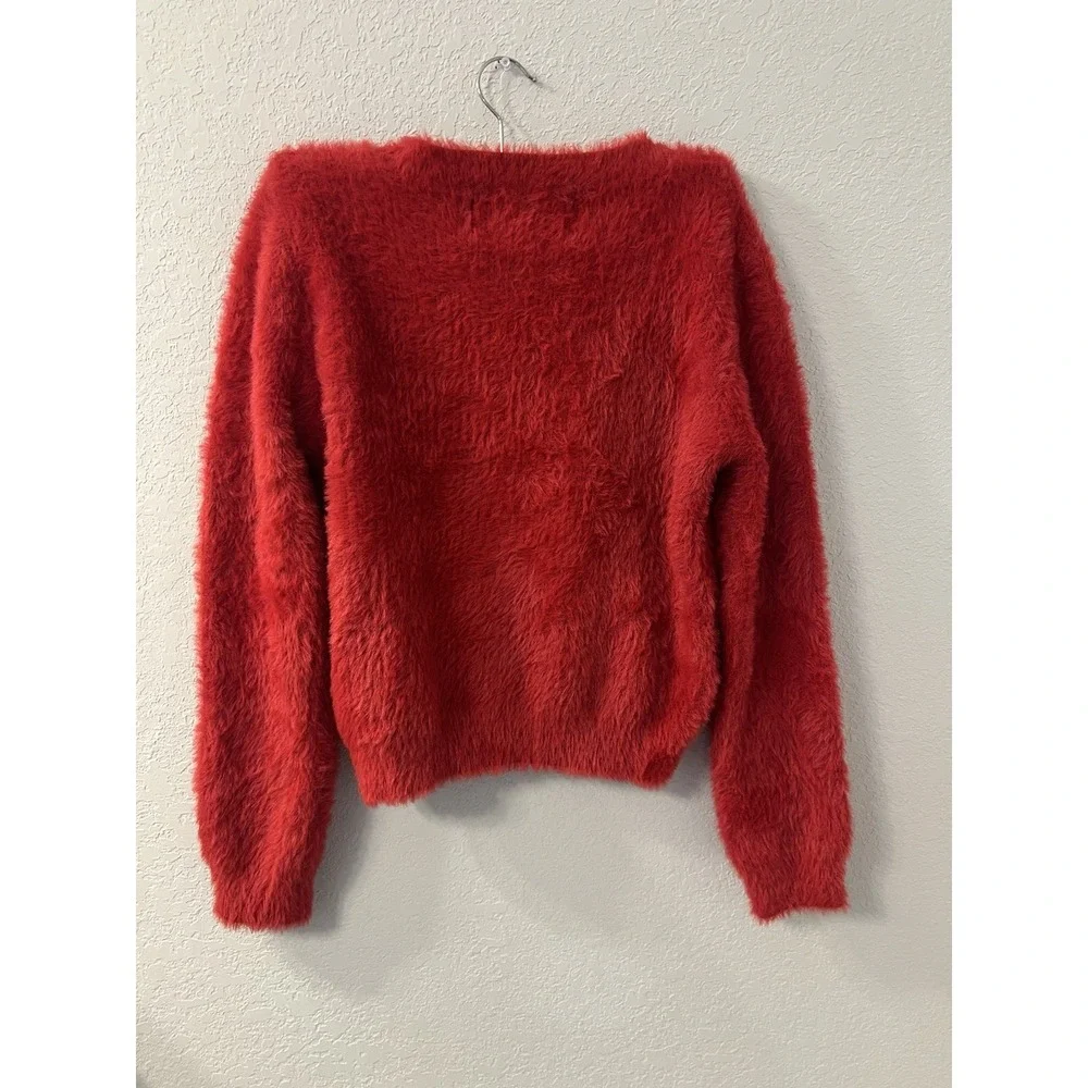 Compania‎ Fantastica Fluffy Textured Knit Sweater Red , size S